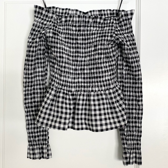 H&M Shirred Off The Shoulder Top - Small - Picture 3 of 7